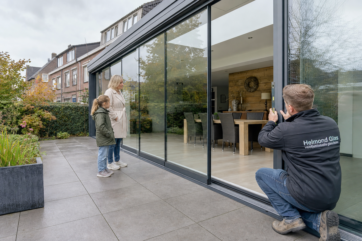 Glazen schuifwanden in moderne woning Helmond
