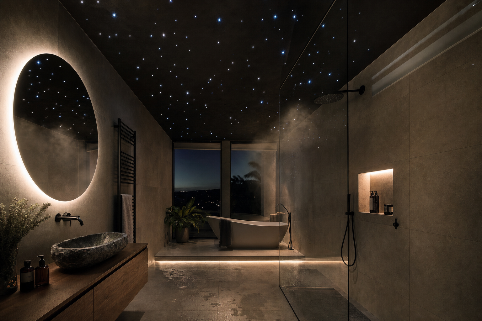 Sterrenhemel badkamer met LED verlichting